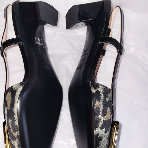 NIB! Roger Vivier Belle Black Patent/Safari Sling Back Pumps - 36.5 - Picture 4 of 4